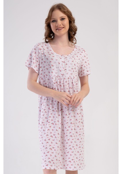 Kadın Kısa Kol Somon Gecelik %100 PAMUK C7T7N7O161