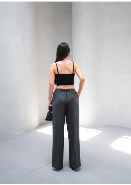 Kadın Beli Lastik ve Bağcıklı Geniş Paça Pantolon fiyatları