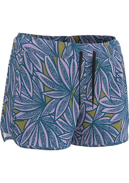 Olaian Kadın Kısa Deniz Şortu/boardshort - Mavi/mor - Palmiye Desenli - Tını