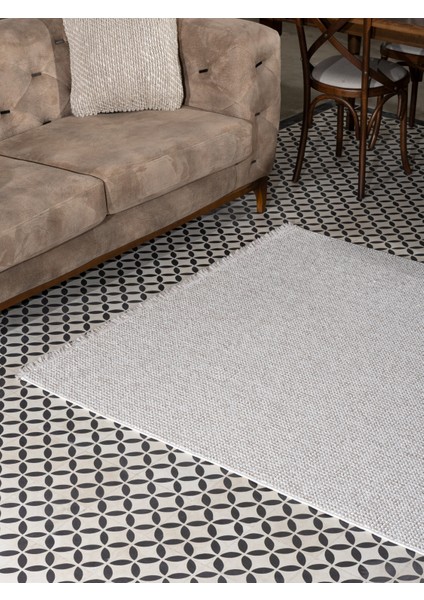 Azura İskandinav Salon Halısı Mutfak Halısı Yolluk Bukle Dokuma Halı Tozumaz Krem Beyaz Halı AZR-05