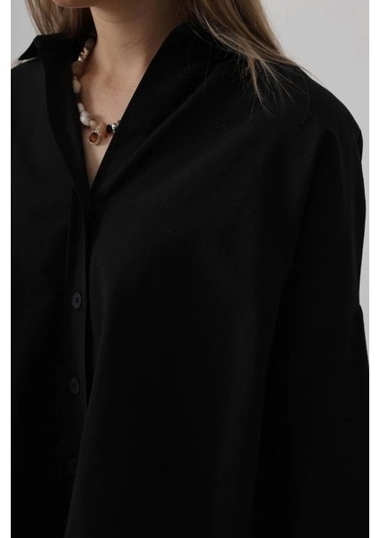 Geniş Manşet Detaylı Gömlek - Siyah modelleri