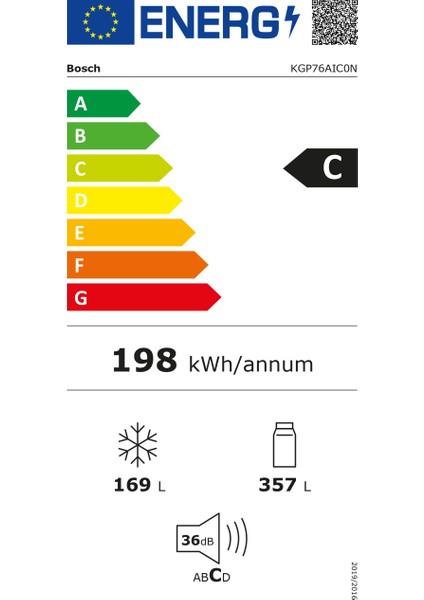 KGP76AIC0N Serie 8 C Enerji Sınıfı 631 Lt Alttan Donduruculu Buzdolabı
