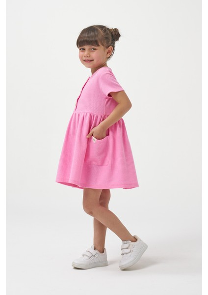 Kız Çocuk Cepli Yazlık Waffle Günlük Elbise modelleri