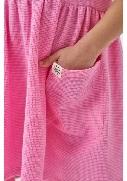 Kız Çocuk Cepli Yazlık Waffle Günlük Elbise fırsatları