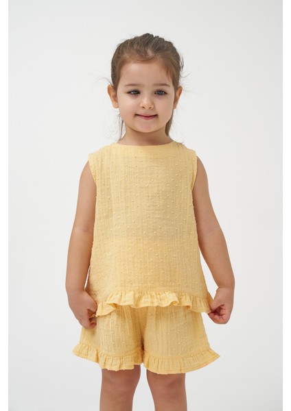 Kız Çocuk Arkası Fırfırlı Yazlık Müslin Ikili Takım fiyatları