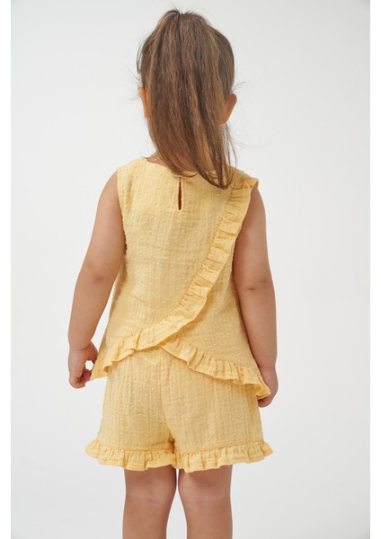 Kız Çocuk Arkası Fırfırlı Yazlık Müslin Ikili Takım modelleri