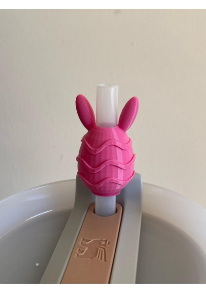 Tavşan Kulaklı Sürpriz Yumurta Model Pipet Süsü – Stanley Termos Uyumlu