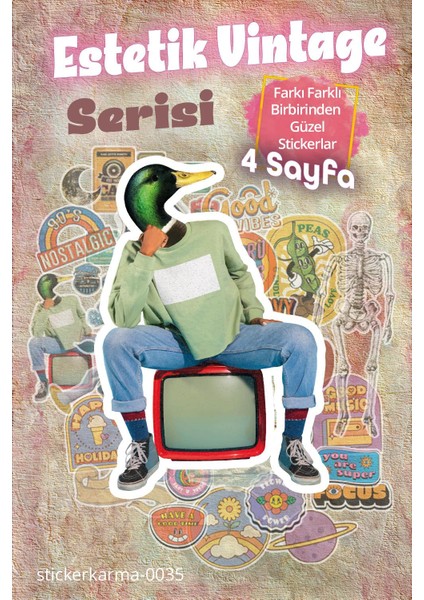 Estetik Vintage Serisi 4 Sayfa Sticker
