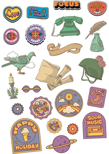 Estetik Vintage Serisi 4 Sayfa Sticker