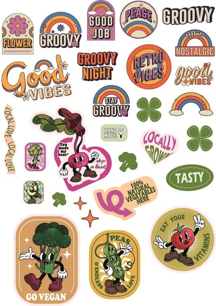 Estetik Vintage Serisi 4 Sayfa Sticker