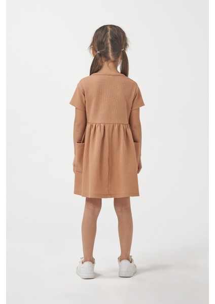 Kız Çocuk Cepli Yazlık Waffle Günlük Elbise modelleri