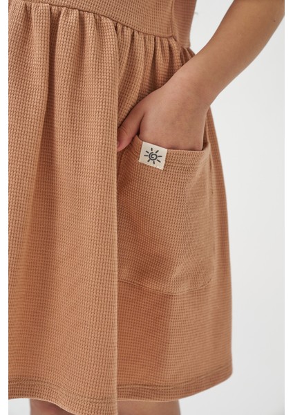 Kız Çocuk Cepli Yazlık Waffle Günlük Elbise fırsatları