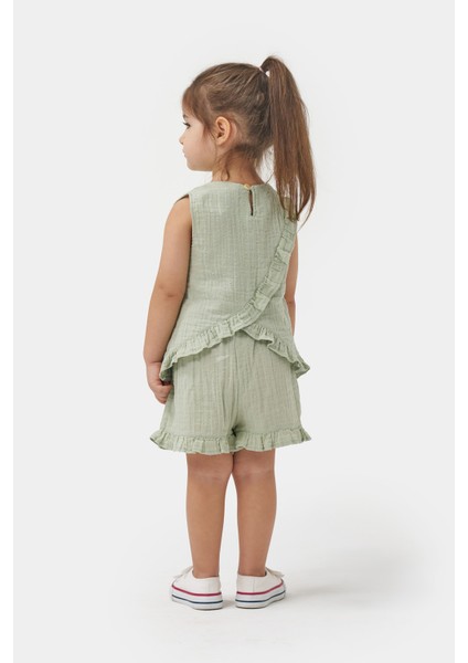 Kız Çocuk Arkası Fırfırlı Yazlık Müslin Ikili Takım fırsatları
