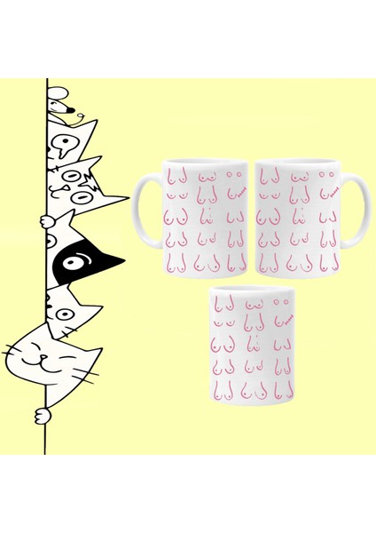 Women Breast Chest Göğüs Meme Tasarım Full Baskılı Beyaz Kupa Bardak