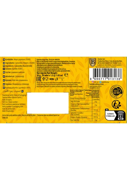 Papatya Çayı 20 Adet - Beta Herbtea Collection