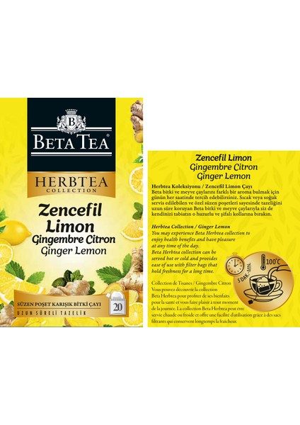 Zencefil Limon Çayı 20 Adet - Beta Herbtea Collection fiyatları