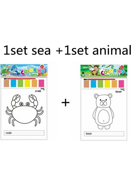 8pcs Boyama Kitapları Çocuklar Için Oyuncaklar Montessori Çocuklar Suluboya Kağıt Oyuncaklar Taşınabilir Bebek Montessori Boyama Eğitim Oyuncak Renk: Deniz ve Hayvan (Yurt Dışından)