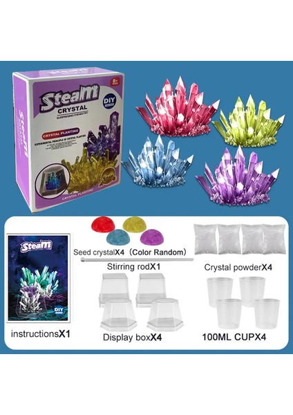 Kristal Dikim Deneyleri, Bilim ve Eğitim Oyuncakları, Dıy Büyütülebilir Kristaller, Renk Rastgele, Noel/cadılar Bayramı Hediyeleri Renk: 4pieces Rastgele Rastgele (Yurt Dışından)