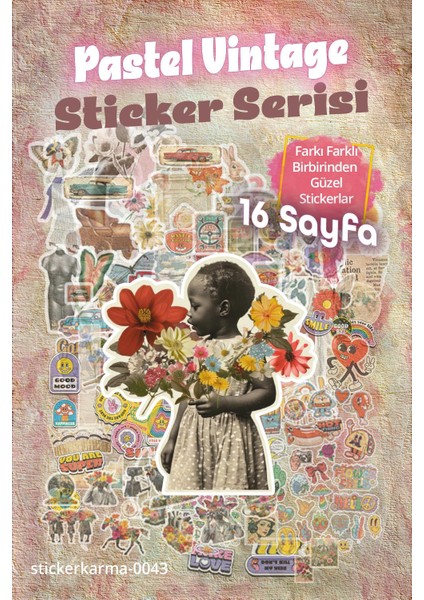 Pastel Vintage - Retro Serisi 16 Sayfa Sticker