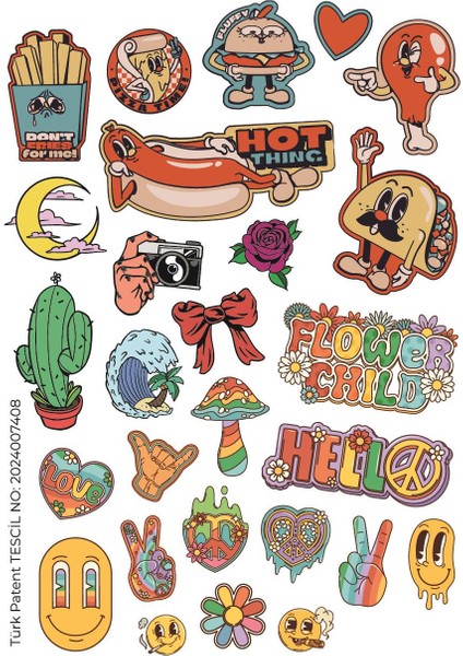 Sticker Elbiseli Horoz Estetik Vintage - Retro Serisi 6 Sayfa
