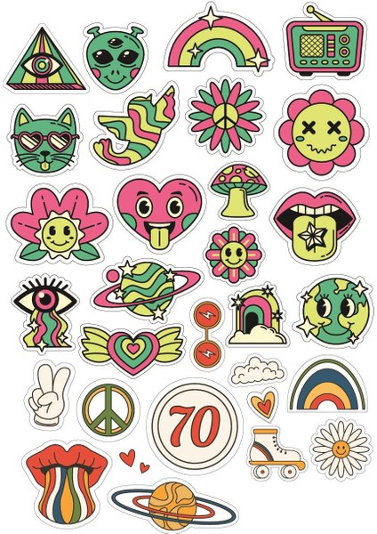 Sticker Elbiseli Horoz Estetik Vintage - Retro Serisi 6 Sayfa