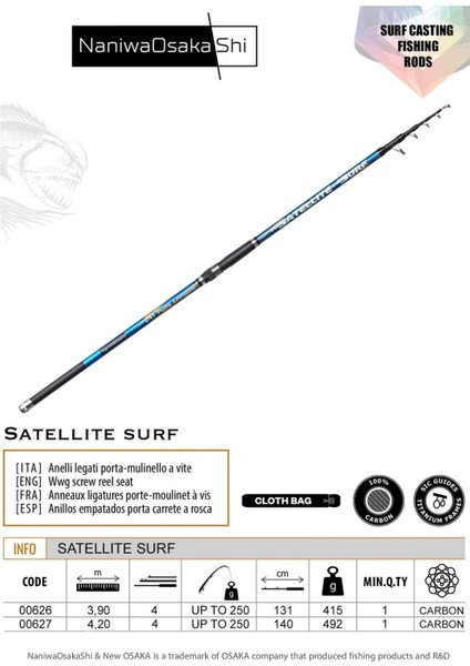 Satellite 390cm 100-250gr Surf Olta Kamışı