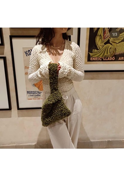 Yeşil Tasarım Örgü Omuz Çantası Kadın El Çantası modelleri