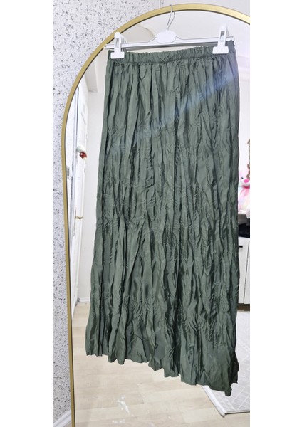 Kadın Pileli Kırışık Kumaş Maxi 100 cm Etek Kraş fiyatları