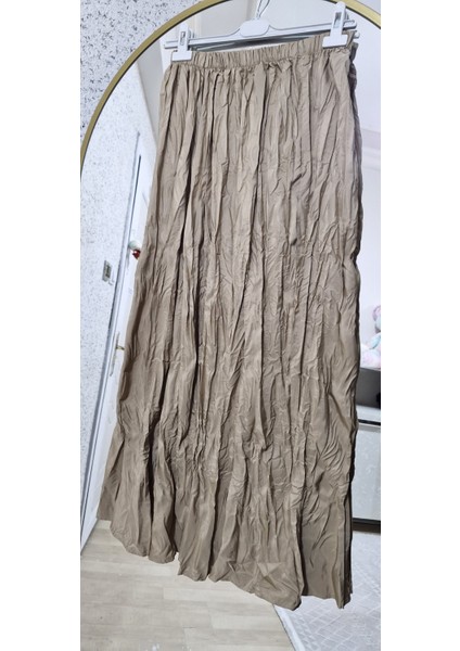 Kadın Pileli Kırışık Kumaş Maxi 100 cm Etek Kraş fiyatları