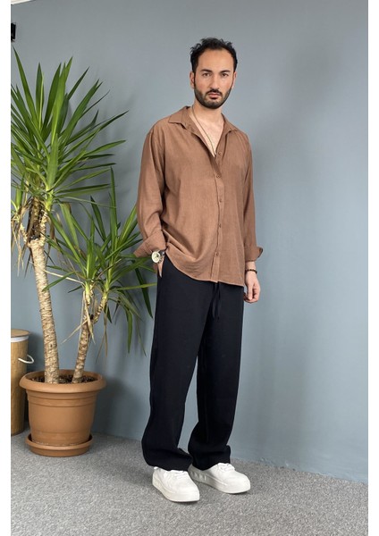 Krinkıl Kumaş Oversize Uzun Kol Gömlek fiyatları