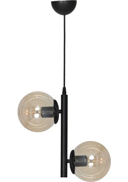 Salkım 2'li Siyah Modern Avize