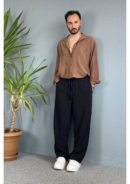 Modal Kumaş Bağcıklı Baggy Pantolon