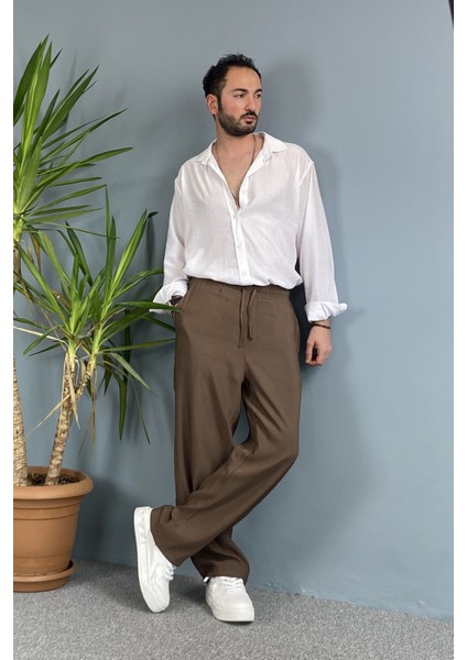 Modal Kumaş Bağcıklı Baggy Pantolon