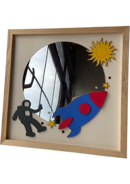 Çocuk Odası |uzay Temalı | Pleksi Aynalı | Ahşap Tablo | 30*30 cm | ÇT2010 fiyatları
