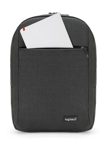 15.6" Inç Laptop Valiz Askılı Kumaş Notebook Günlük Seyahat Siyah Bilgisayar Sırt Çantası