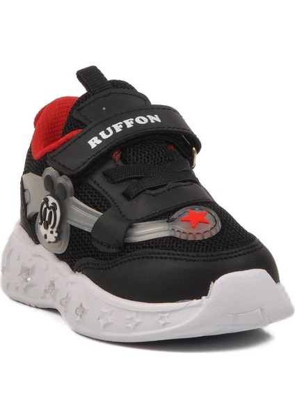 Ruffon 2520 B Siyah-Kırmızı Çocuk Hafif Esnek Spor Ayakkabı