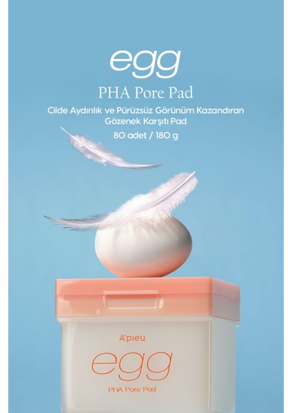 Cilde Aydınlık & Pürüzsüz Görünüm Kazandıran Gözenek Karşıtı Cilt Bakım Pedi A'pıeu Egg Pha Pore Pad