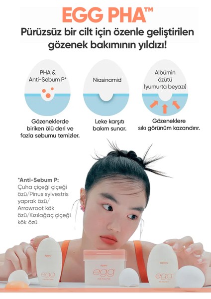 Cilde Aydınlık & Pürüzsüz Görünüm Kazandıran Gözenek Karşıtı Cilt Bakım Pedi A'pıeu Egg Pha Pore Pad