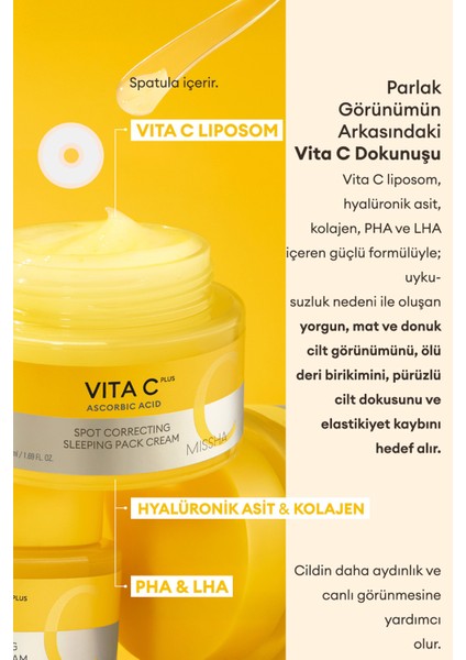 Leke Karşıtı C Vitamini Içerikli Uyku Maskesi Vita C Plus Spot Correcting Sleeping Pack Cream