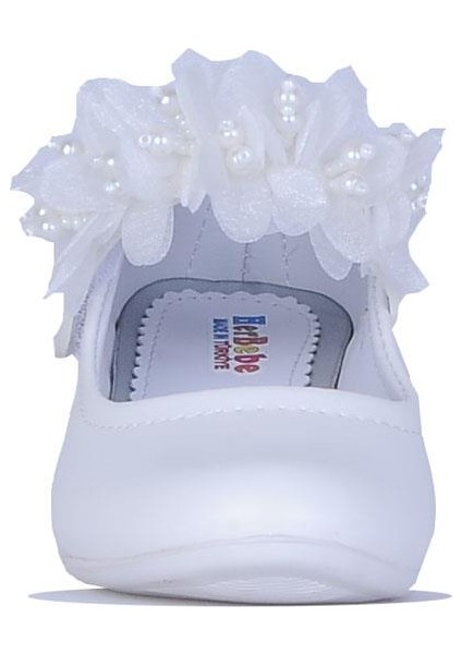 26-Herbebe Fırfırlı Beyaz 3cm Kız Çocuk Topuklu Ayakkabı modelleri