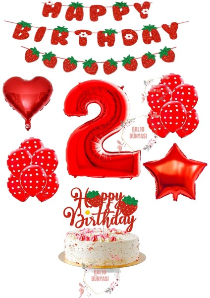 Çilek Temalı Doğum Günü Parti Seti Yaş 2