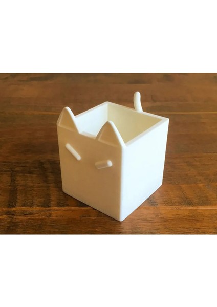 Masaüstü Kedi Tasarımlı Dekoratif Plastiksaksı,beyaz modelleri