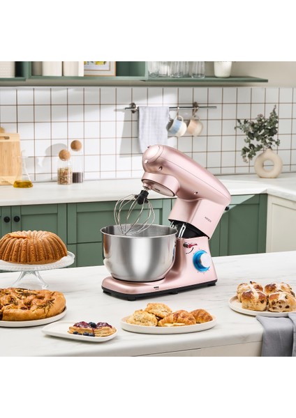 Multichef Stand Mikser Rosegold 1900W 5,5 Lt (Kıyma Çekme /Sucuk-Sosis/İçli Köfte Aparatlı)
