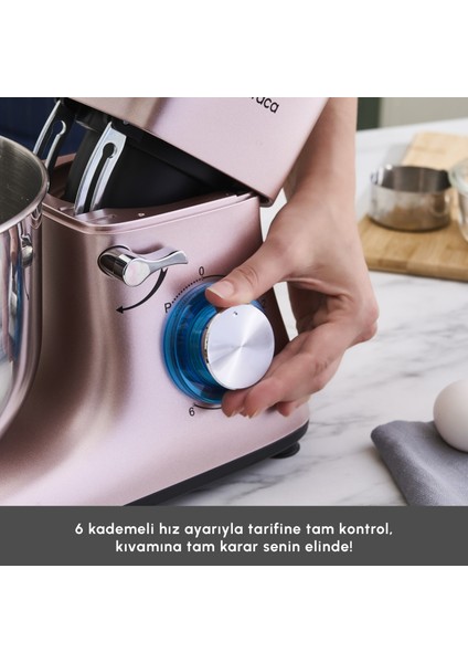Multichef Stand Mikser Rosegold 1900W 5,5 Lt (Kıyma Çekme /Sucuk-Sosis/İçli Köfte Aparatlı)