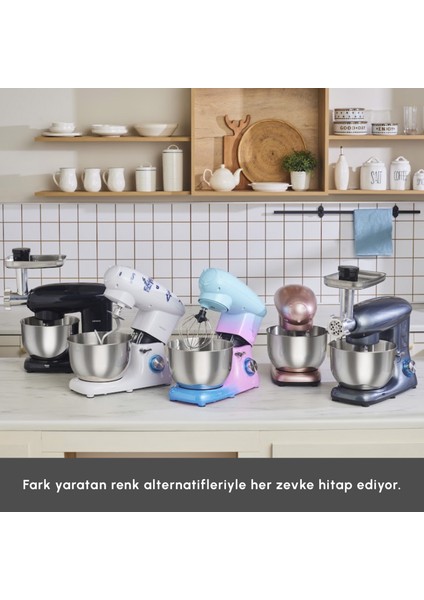 Multichef Stand Mikser Rosegold 1900W 5,5 Lt (Kıyma Çekme /Sucuk-Sosis/İçli Köfte Aparatlı)