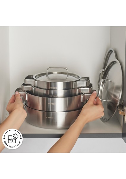Powersteel 316+ 3ply Onyx Indüksiyon Tabanlı 8 Parça Tencere Seti