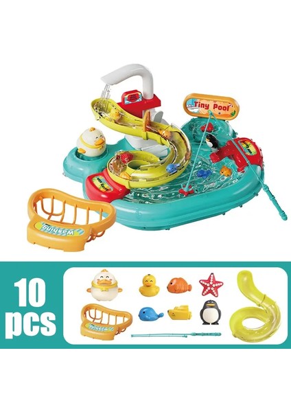 Çocuklar Bulmaca, Oyuncak Oyun Yıkayan Havza Oyuncakları Hediye Mutfak Interaktif Oyuncaklar 2-1 Arada Slayt Balıkçılığı Montessori Oyuncak: 14PCS Yeşil (Yurt Dışından)