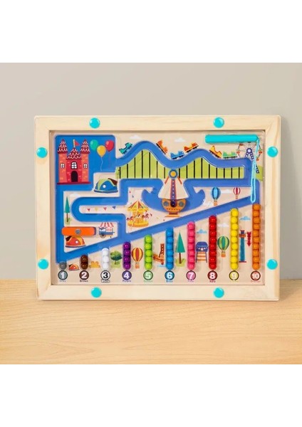 Montessori Manyetik Renk Sıralama Oyunları Labirent Kurulu Kalem Hareketli Boncuk Oyunları Ahşap Kontrol Duyusal Oyun Çocuklar Için Eğitim Oyuncakları Renk: Eğlence Parkı (Yurt Dışından)