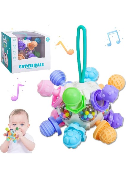 Montessori 0-12 Ay Bebek Duyusal Çıngıraklı Oyuncaklar, Aktivite Geliştirme Silikon Oyuncakları Kavrama, Doğum Günü Noel Hediyesi: Çıngırak Teter (Yurt Dışından)