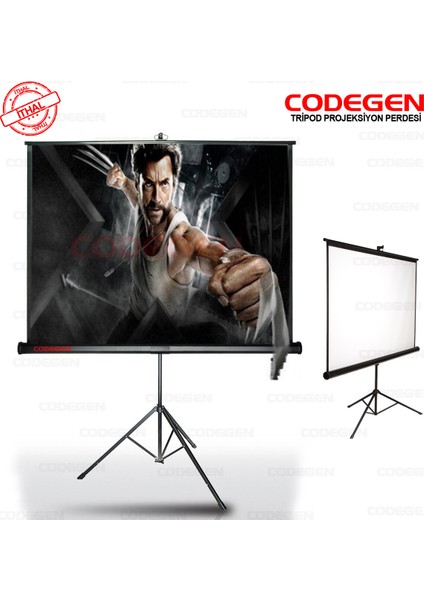 TX-20 200x200 cm Tripod Ayaklı Taşınabilir Manuel Projeksiyon Perdesi (Arkası Siyah Fonlu)